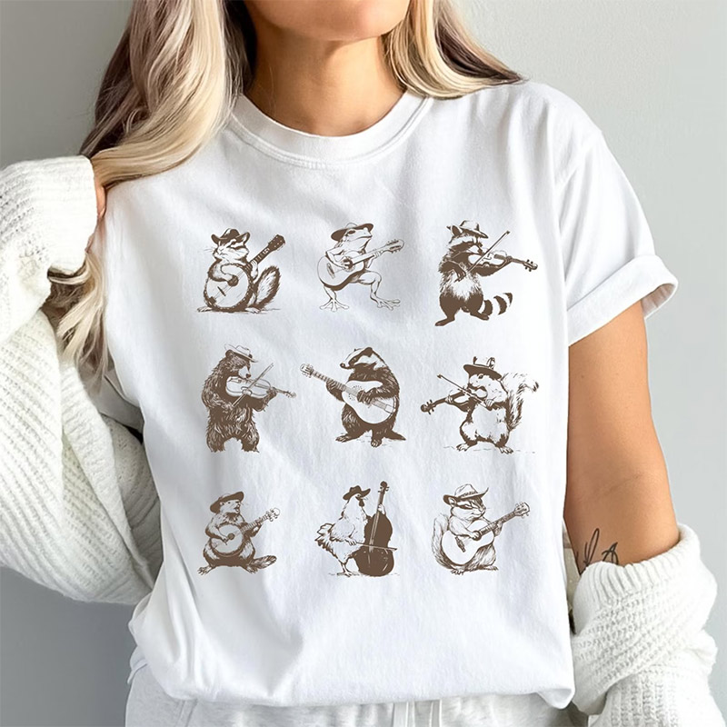 Animal Musician Raccoon Bear T-shirt Animal Musician Raccoon Bear T-shirt