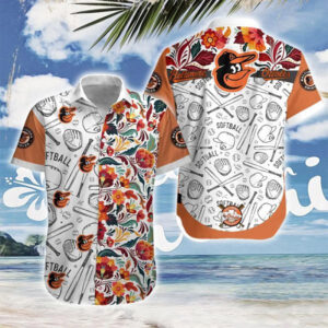 Baltimore Orioles Baseball And Tropical Flowers Hawaiian Shirt Baltimore Orioles Baseball And Tropical Flowers Hawaiian Shirt
