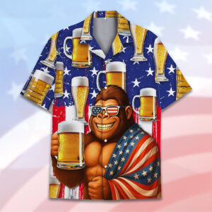 Bigfoot Beer USA Flag Summer Hawaiian Shirt Bigfoot Beer USA Flag Summer Hawaiian Shirt