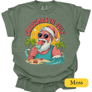 Christmas in July Santa Ice Cream Comfort Colors Tee 2