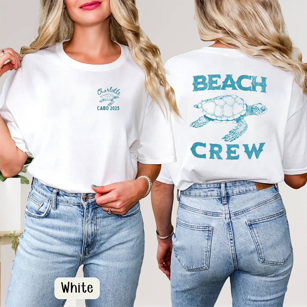 Custom Beach Crew Ocean Turtle 2-sided T-shirt Custom Beach Crew Ocean Turtle 2-sided T-shirt