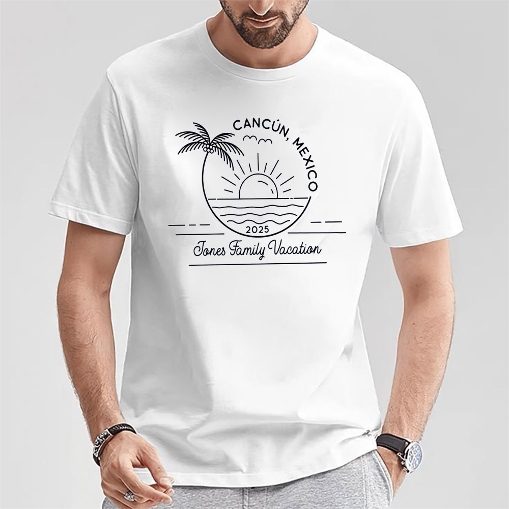 Custom Destination And Name Family Vacation Sunset T-shirt Custom Destination And Name Family Vacation Sunset T-shirt