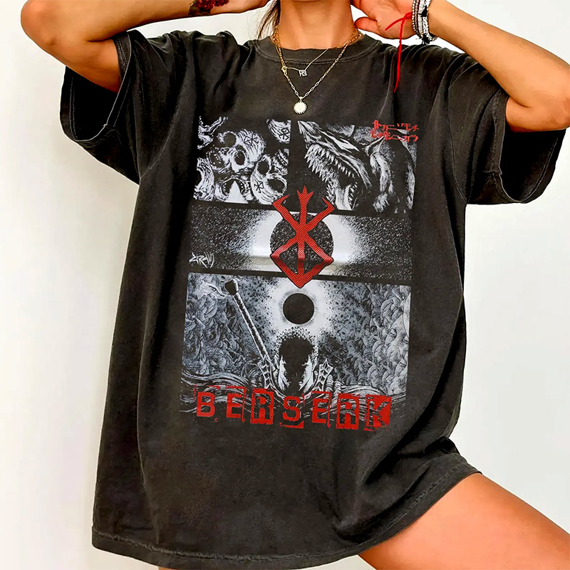 Dark Anime Distressed Swordsman Tee Dark Anime Distressed Swordsman Tee