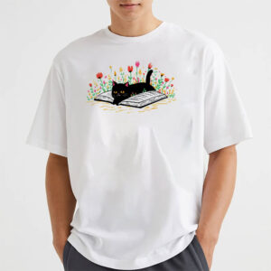 Floral Cat Bookish International Cat Day T shirt 2