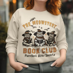 Halloween Witches Cat The Meowstery Book Club T shirt 2