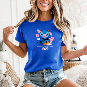 Hold On To Your Ice Cream Stitch Cow Funny ice cream shirt 3