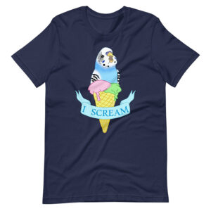 I Scream Blue budgerigar Funny ice cream shirt 2