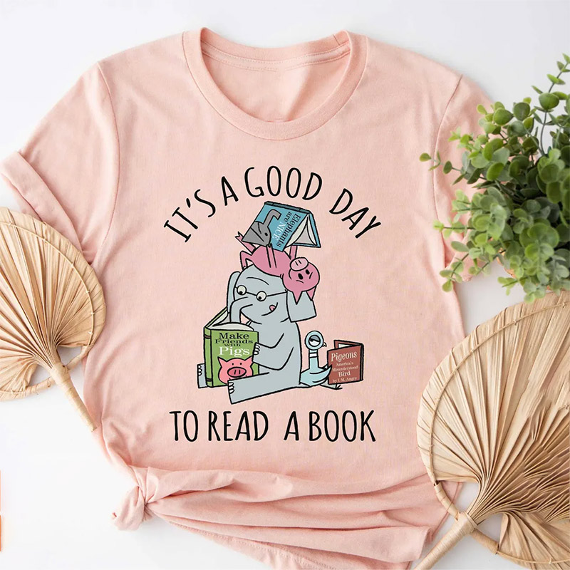 It's A Good Day To Read A Book Cute Elephant Comfort Colors Tee It's A Good Day To Read A Book Cute Elephant Comfort Colors Tee