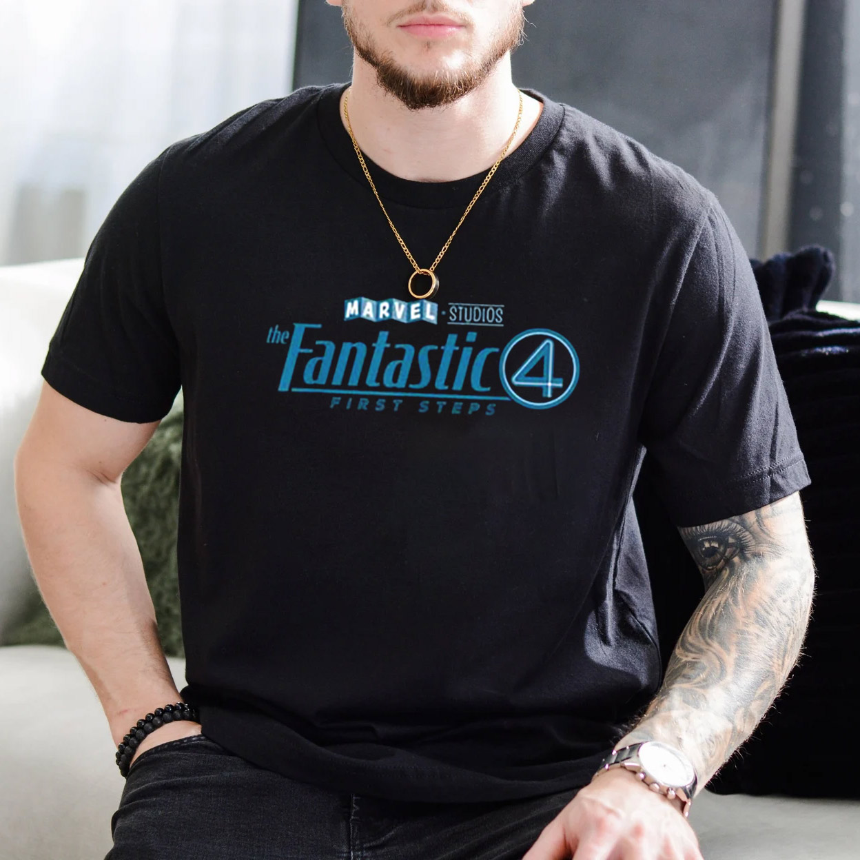 Marvel Studios The Fantastic Four First Steps Movie T-shirt Marvel Studios The Fantastic Four First Steps Movie T-shirt