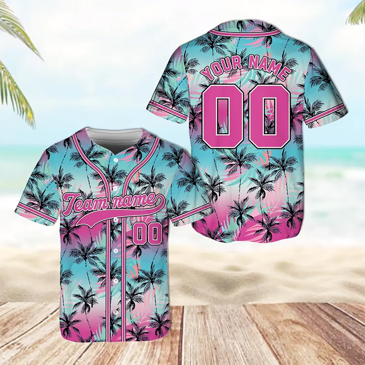 Personalized Tropical Summer Vacation Baseball Jersey No. 2 Personalized Tropical Summer Vacation Baseball Jersey No. 2
