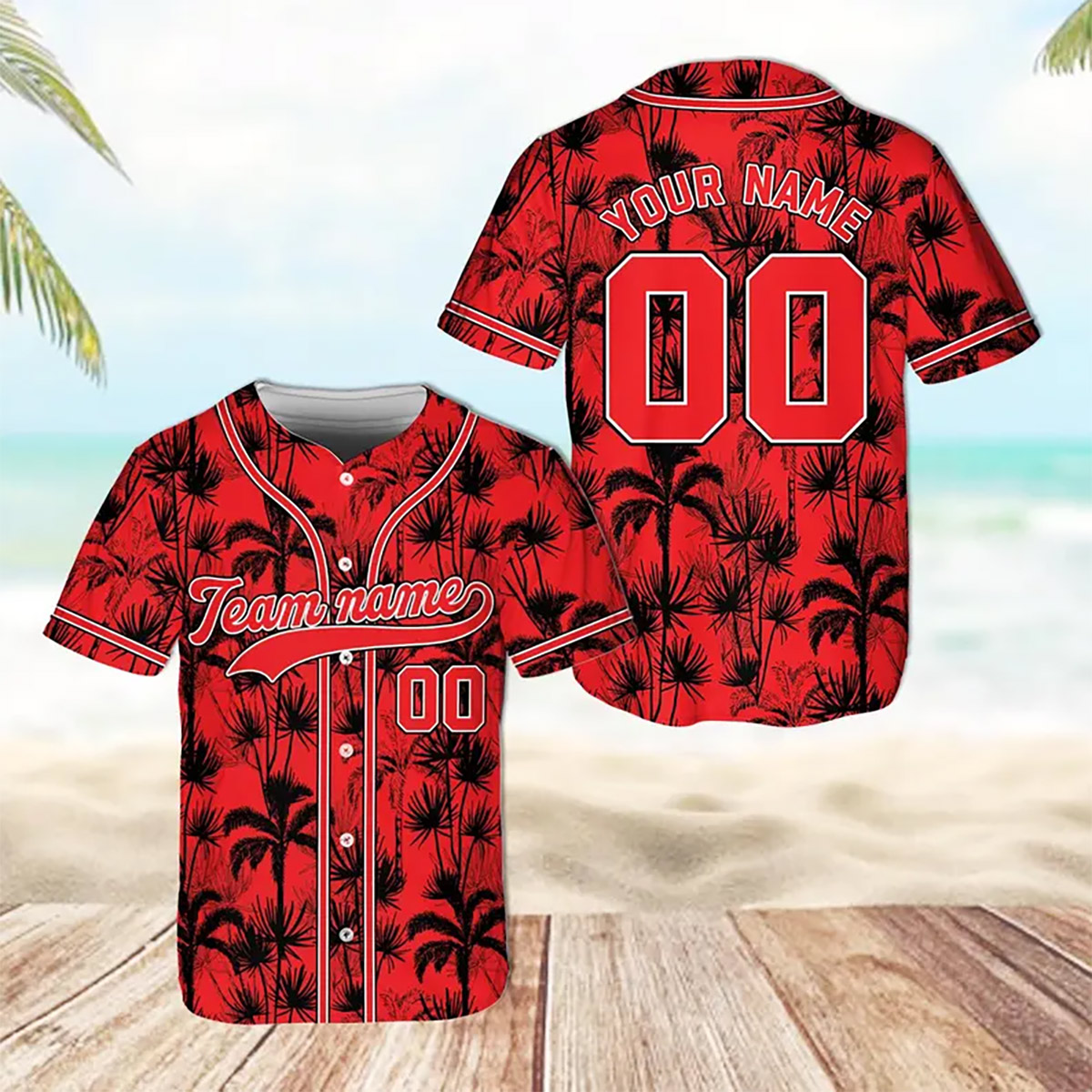 Personalized Tropical Summer Vacation Baseball Jersey No. 3 Personalized Tropical Summer Vacation Baseball Jersey No. 3
