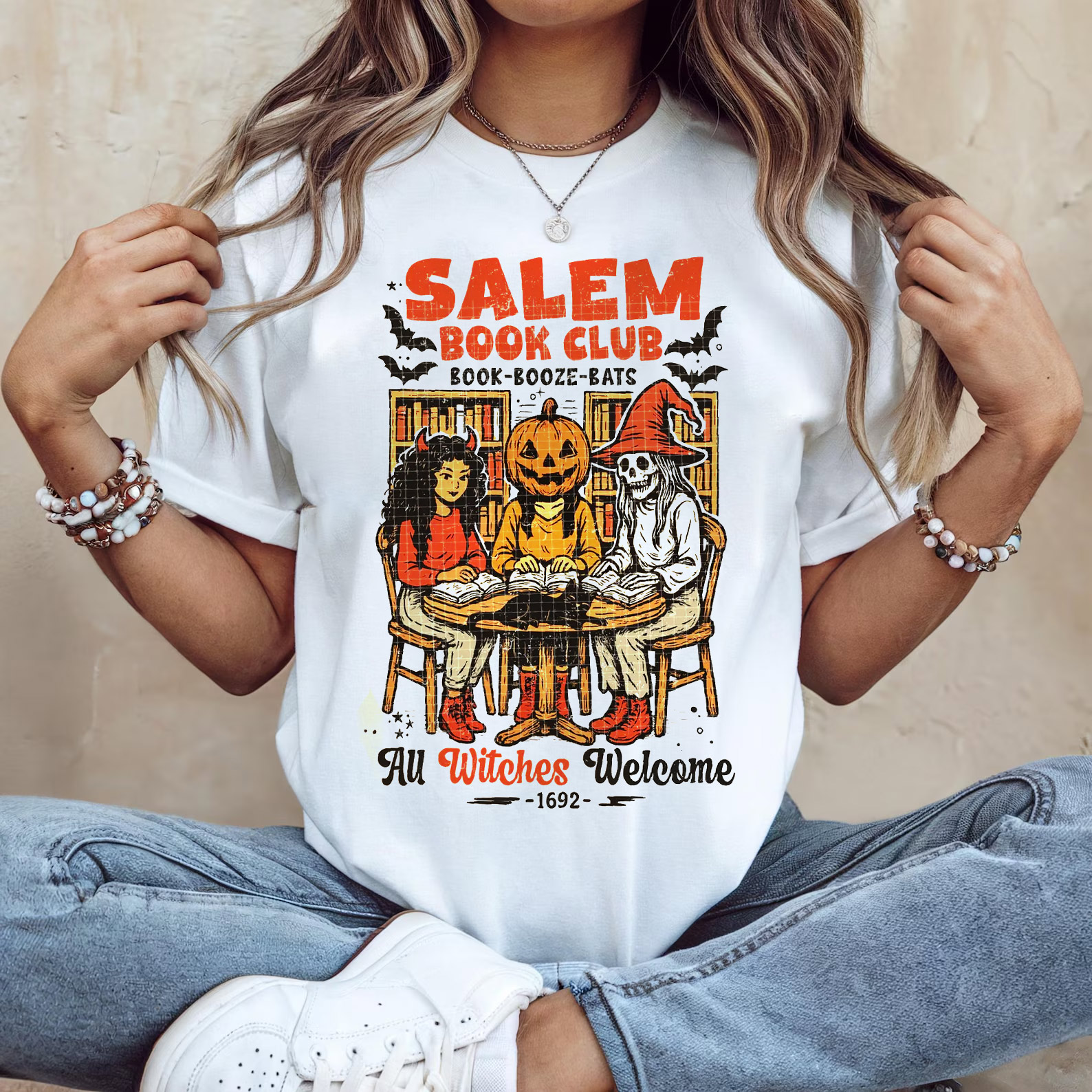 Salem Book Club All Witches Welcome 1692 Retro Halloween Bookish T-shirt Salem Book Club All Witches Welcome 1692 Retro Halloween Bookish T-shirt