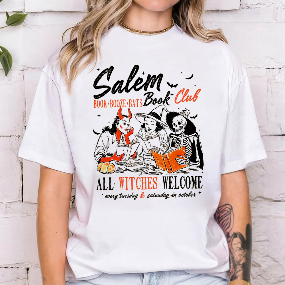 Salem Witch Book Club Spooky Bookish Girl Vintage T-shirt Salem Witch Book Club Spooky Bookish Girl Vintage T-shirt