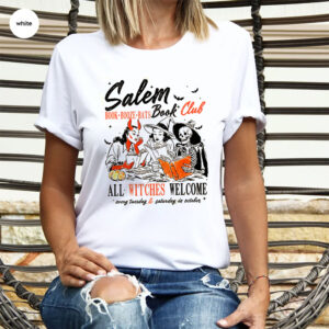 Salem Witch Book Club Spooky Bookish Girl Vintage T shirt 3