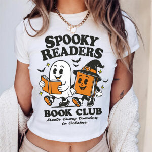 Spooky Readers Book Club, Halloween Ghost Bookworm T-shirt Spooky Readers Book Club, Halloween Ghost Bookworm T-shirt