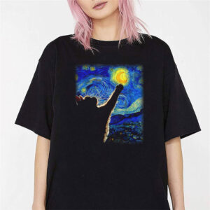 Starry Night Cat, Funny Cat Shirt 3