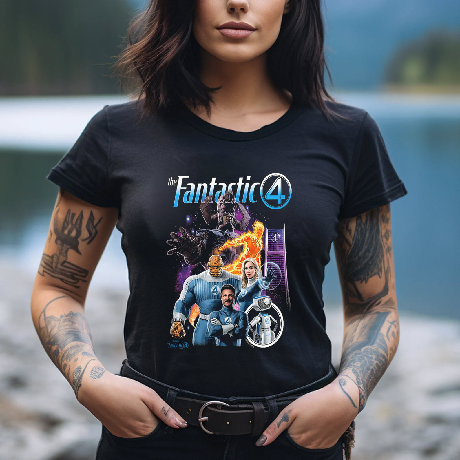 The Fantastic Four First Steps Marvel Studios Poster T-shirt The Fantastic Four First Steps Marvel Studios Poster T-shirt
