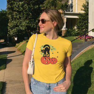 80s Vintage Halloween Cat Pumpkin Comfort Colors T shirt 3