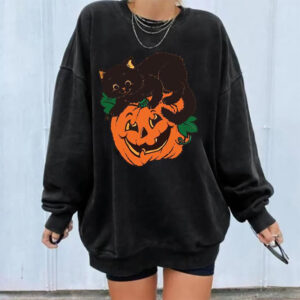 Black Cat On Pumpkin Halloween Shirt Black Cat On Pumpkin Halloween Shirt