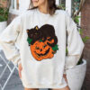 Black Cat On Pumpkin Halloween Shirt