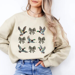 Camo Bows And Mallards Pattern, Cute Hunting Season T shirt 1
