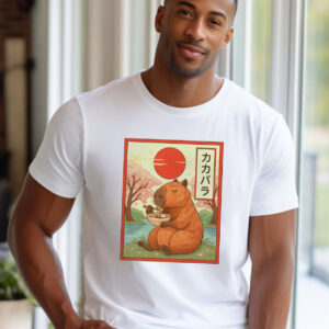 Capybara Eats Ramen Kawaii Japanese Art T shirt 2