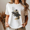 Cheer Samurai Cat Riding A dinosaur Japanese Art T-shirt