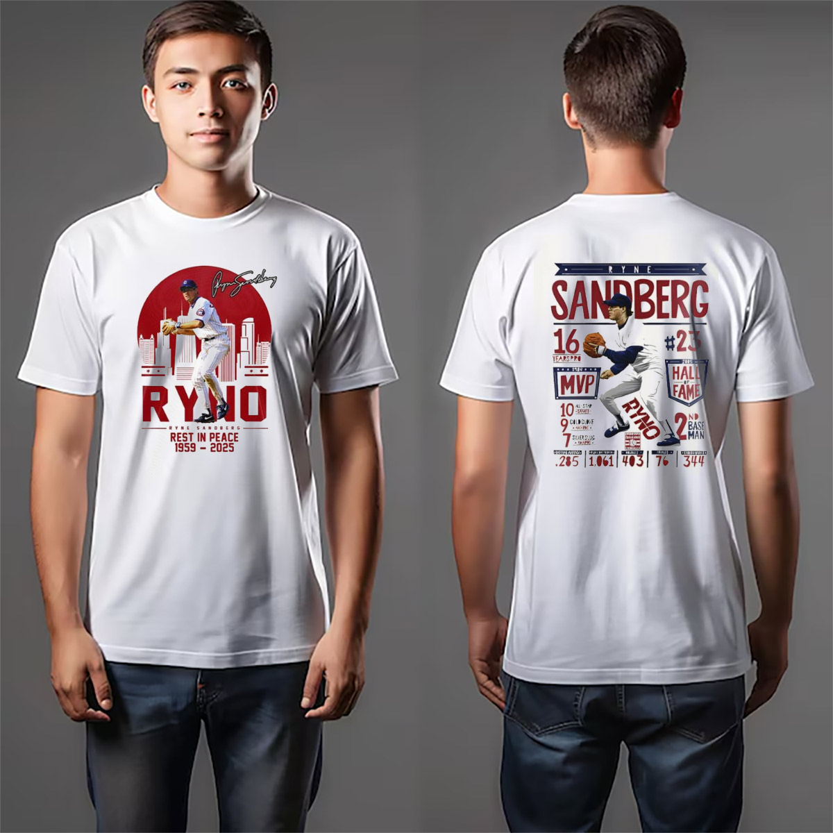 Chicago Cubs Ryno Ryne Rest In Peace 1959-2025 2-sided T-shirt Chicago Cubs Ryno Ryne Rest In Peace 1959-2025 2-sided T-shirt