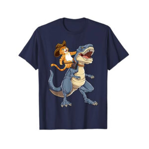 Cowboy Cat Riding Dinosaur T rex Funny Cat Lovers T shirt 4