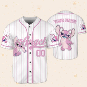Custom Disney Lilo And Stitch Angel Baseball Jersey