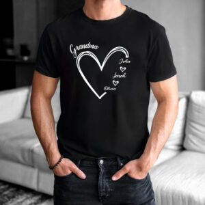 Custom Grandparents, Grandma Heart Day Shirt 3