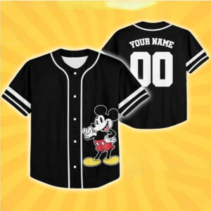 Custom Mickey Mouse Basic Black Baseball Jersey