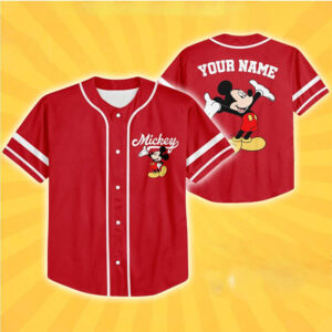 Custom Mickey Mouse Basic Red Baseball Jersey 1