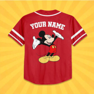 Custom Mickey Mouse Basic Red Baseball Jersey