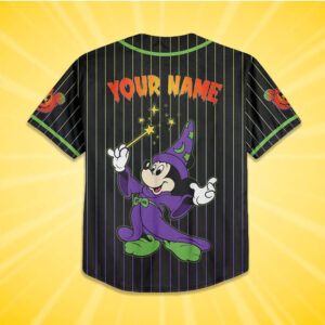 Custom Mickey Mouse Wizard Halloween Party Baseball Jersey