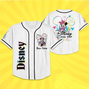 Custom Minnie Disney, Disneyland Trip Baseball Jersey 1