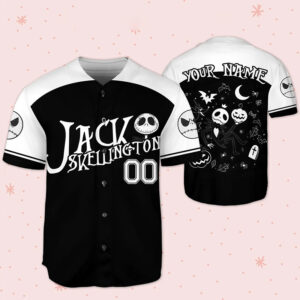 Custom Nightmare Before Jack Skellington Baseball Jersey 1
