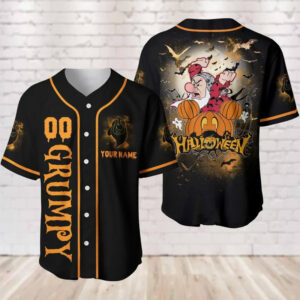 Custom Disney Halloween Grumpy Baseball Jersey