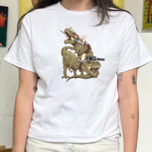 Cute Cat Riding T-rex Machine Gun Funny Meme T-shirt Cute Cat Riding T-rex Machine Gun Funny Meme T-shirt