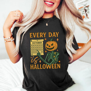 Everyday Is Halloween Pumpkin Skeleton Comfort Colors T-shirt