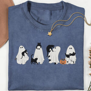 Halloween Black Cat, Spooky Season Comfort Colors Tee 2