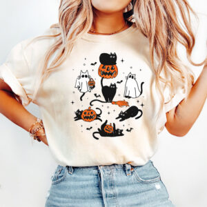 Halloween Ghost Cats Cute Comfort Colors Shirt Halloween Ghost Cats Cute Comfort Colors Shirt