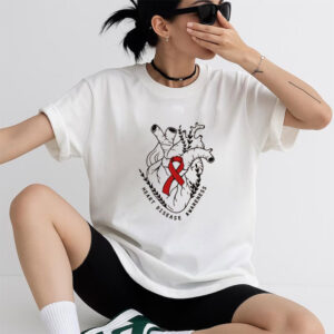 Heart Disease Awareness Red Ribbons Supportive Shirt 2