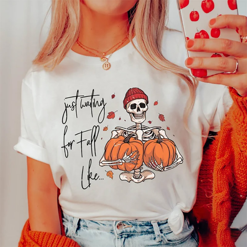 Just Waiting For Fall Like Skeleton Cozy Season T-shirt Just Waiting For Fall Like Skeleton Cozy Season T-shirt