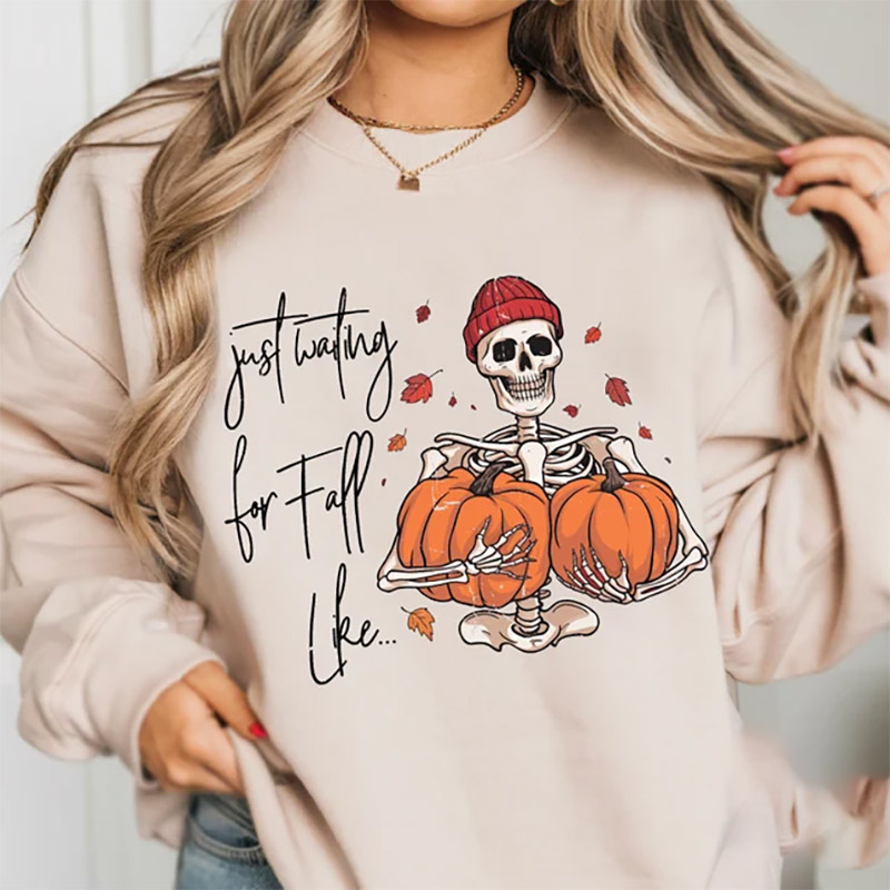 Just Waiting For Fall Like Skeleton Cozy Season T-shirt Just Waiting For Fall Like Skeleton Cozy Season T-shirt