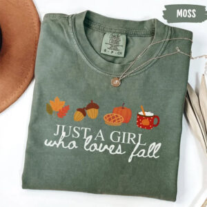 Just a Girl Who Loves Fall Cozy Season Comfort Colors T shirt 3
