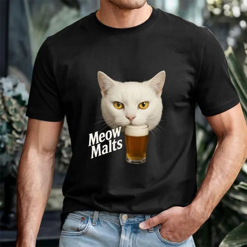 Meow Malts Funny Cat Drinking Beer T-shirt Meow Malts Funny Cat Drinking Beer T-shirt