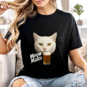 Meow Malts Funny Cat Drinking Beer T-shirt Meow Malts Funny Cat Drinking Beer T-shirt