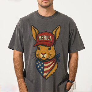 Merica Patriotic Patriotic Rabbit Comfort Colors Shirt 2