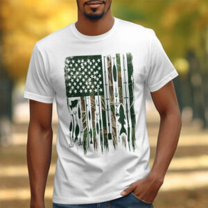 Outdoor Fishing American Flag T shirt 1